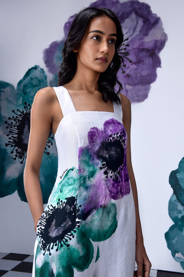 Anemone Flower Semi Fitted Dungaree- White Coral - Genes Online Store