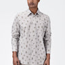 Cotton Poplin Regular Fit Shirt with Palm Stripes Print-Sand - Genes Lecoanet Hemant