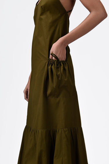 Slim Fit Dress with Strap Back-Khaki - Genes Lecoanet Hemant