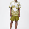 Light Linen Regular Fit Shirt with Landscape Print-Bright Olive - Genes Lecoanet Hemant