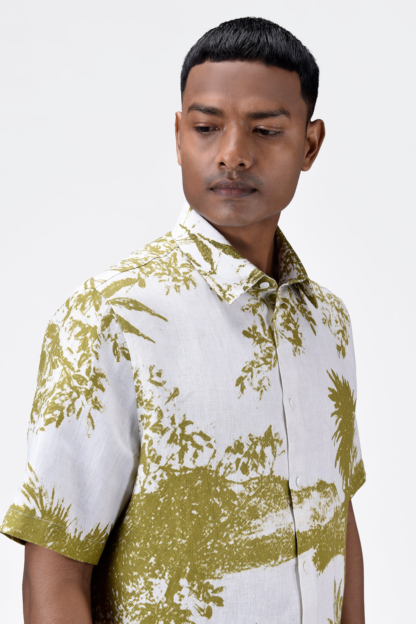 Light Linen Regular Fit Shirt with Landscape Print