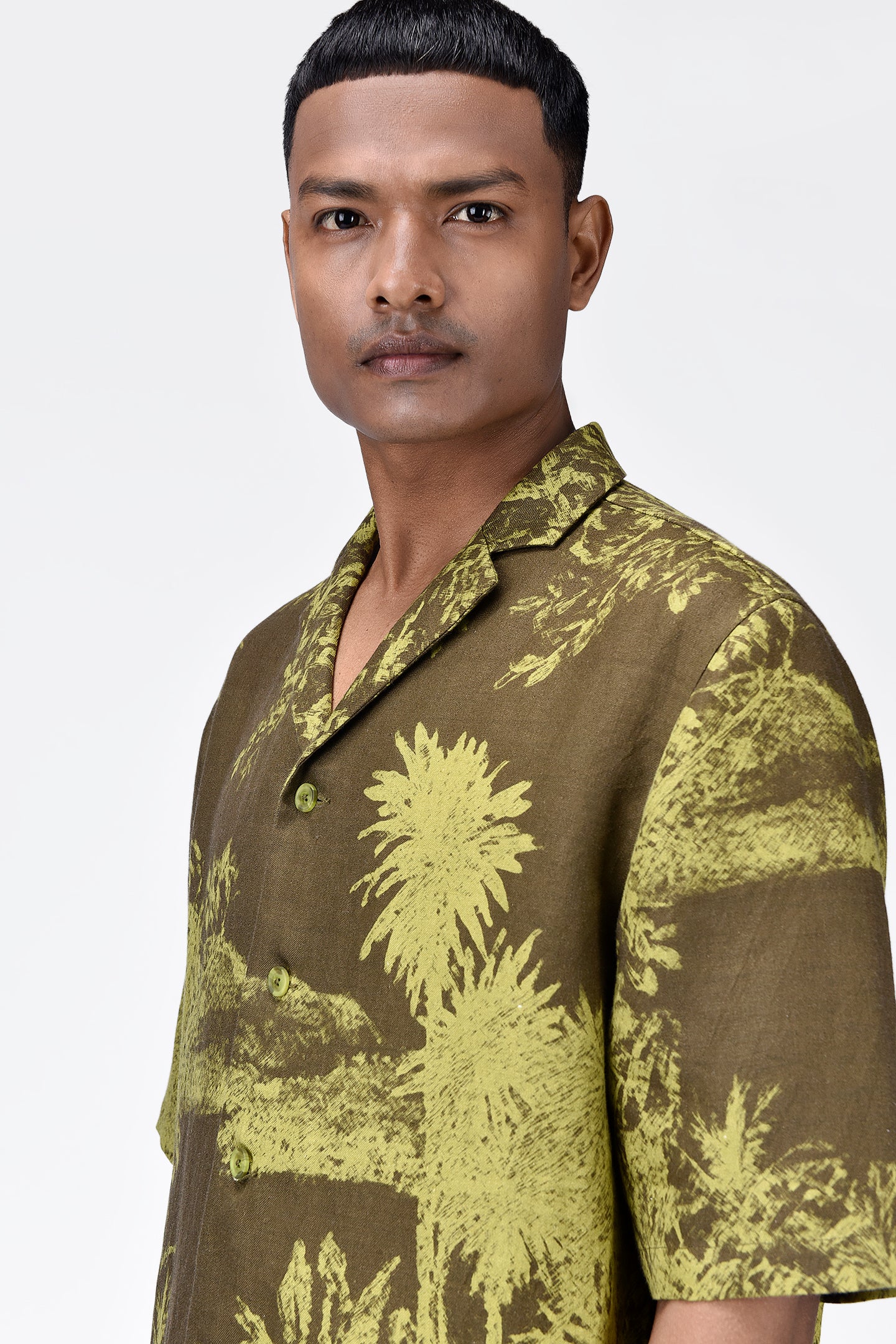Light Linen Shirt with Landscape Print