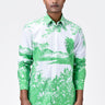 Landscape Print Regular Fit Men's Button-Up Shirt-Spring Green - Genes Lecoanet Hemant