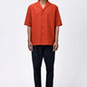 Seersucker Easy Fit Men's Half Sleeve Shirt-Coral Orange - Genes Lecoanet Hemant
