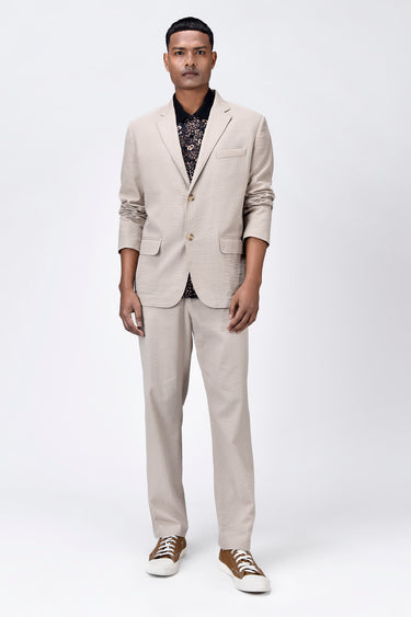 Regular Fit Seersucker Jacket with Flap Pockets