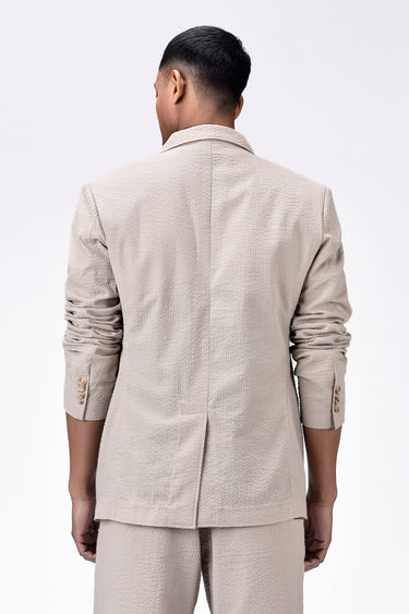 Regular Fit Seersucker Jacket with Flap Pockets