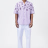 Easy Fit Shirt with Sailor Collar & Palm Stripe Print-Amethyst - Genes Lecoanet Hemant