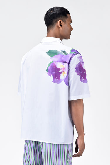 Easy Fit Men's Half Sleeve Shirt With Orchid Floral Print - Genes Lecoanet Hemant