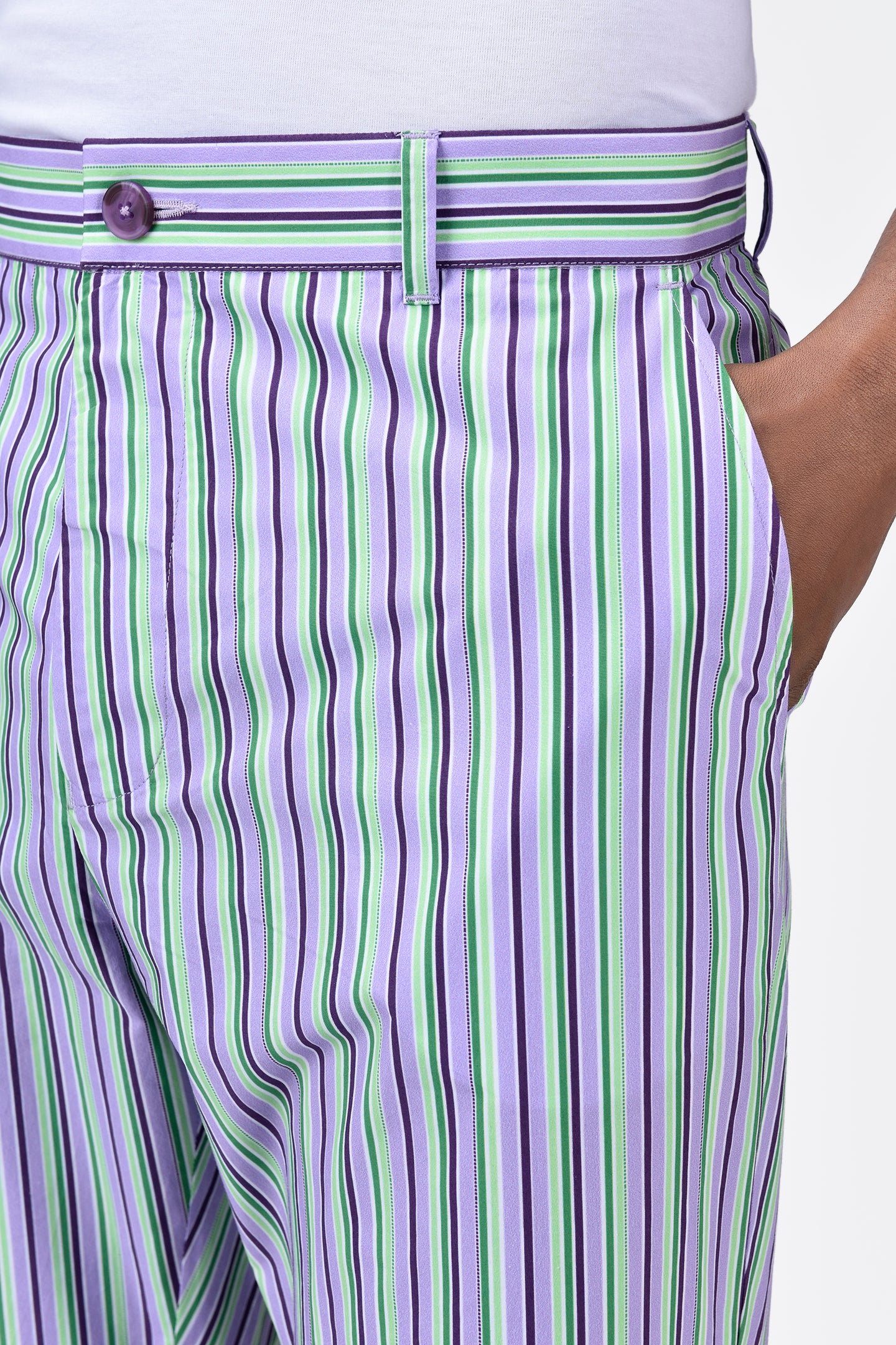 Multicolor Stripes Regular Fit Men's Trousers