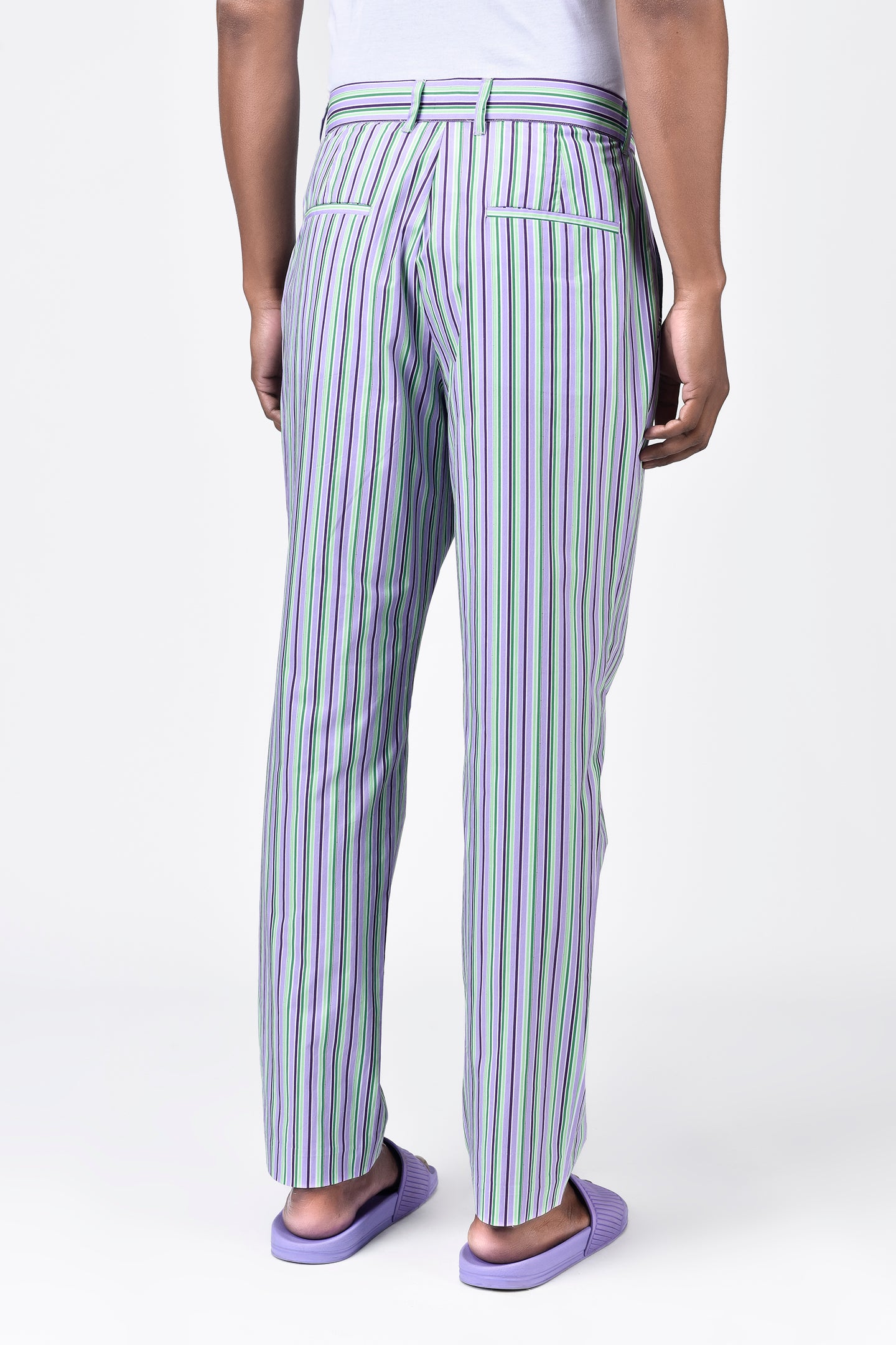 Multicolor Stripes Regular Fit Men's Trousers