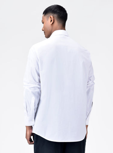 Regular Fit Men's Solid Button-Up Shirt-White - Genes Lecoanet Hemant