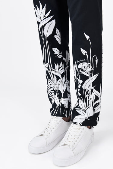 Regular Fit Linen Herringbone Trouser with Tropical Print