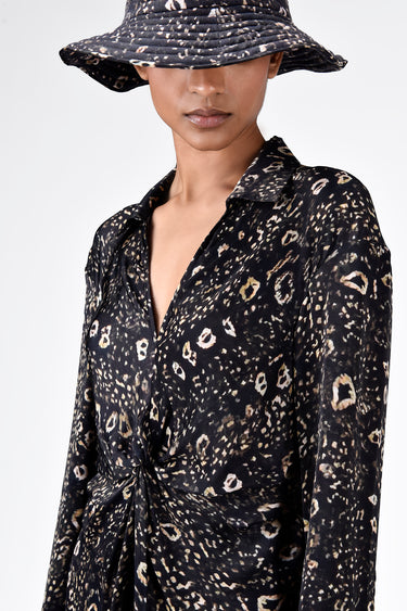 Straight Fit Shirt Dress with Front Knot - Genes Lecoanet Hemant