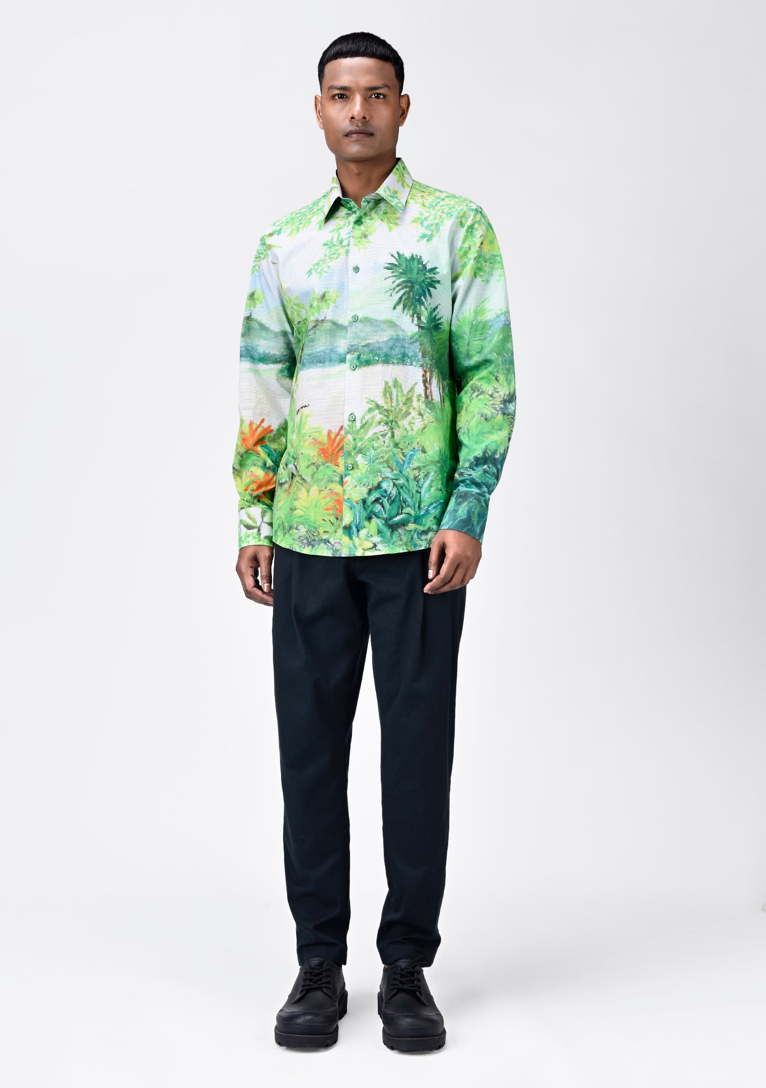 Men's Full Sleeve Shirt with Lush Landscape Print