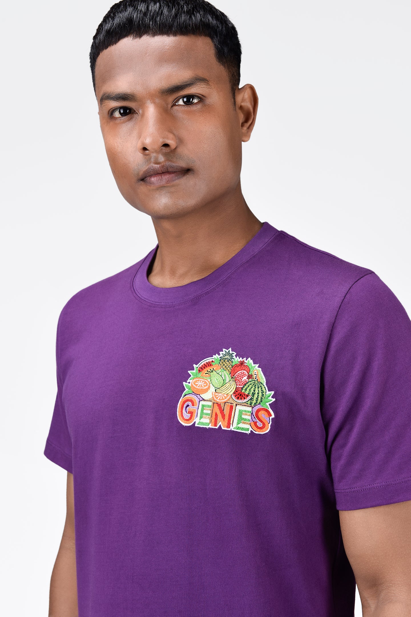 Men's Cotton Single Jersey T-Shirt with Vibrant Embroidery