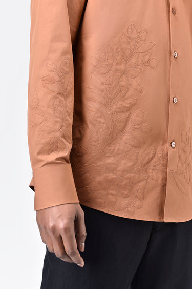 Men's Light Peach Cotton Poplin Regular Fit Button-Up Shirt - Genes Lecoanet Hemant