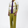 Men's Linen Herringbone Easy Fit Bomber Jacket-Bright Olive - Genes Lecoanet Hemant