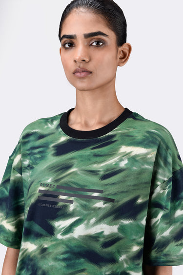 Oversized Camouflage Print Crew Neck T-Shirt - Genes Lecoanet Hemant