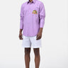 Men's Regular Fit Button Down Shirt with Fruit Basket Embroidery-Lavender - Genes Lecoanet Hemant
