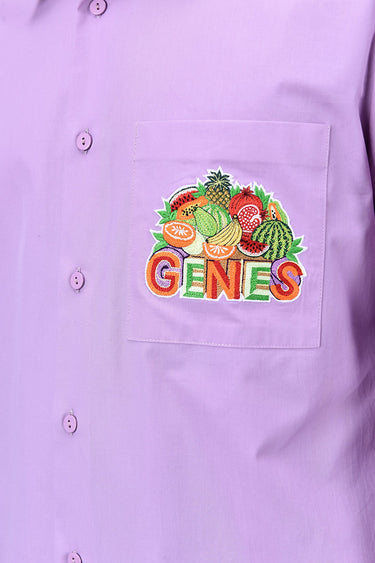 Men's Regular Fit Button Down Shirt with Fruit Basket Embroidery-Lavender - Genes Lecoanet Hemant