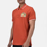 Regular Fit Men's Polo With Genes Fruit Basket Embroidery Coral Orange - Genes Lecoanet Hemant