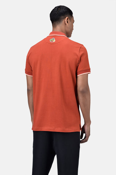 Regular Fit Men's Polo With Genes Fruit Basket Embroidery Coral Orange - Genes Lecoanet Hemant