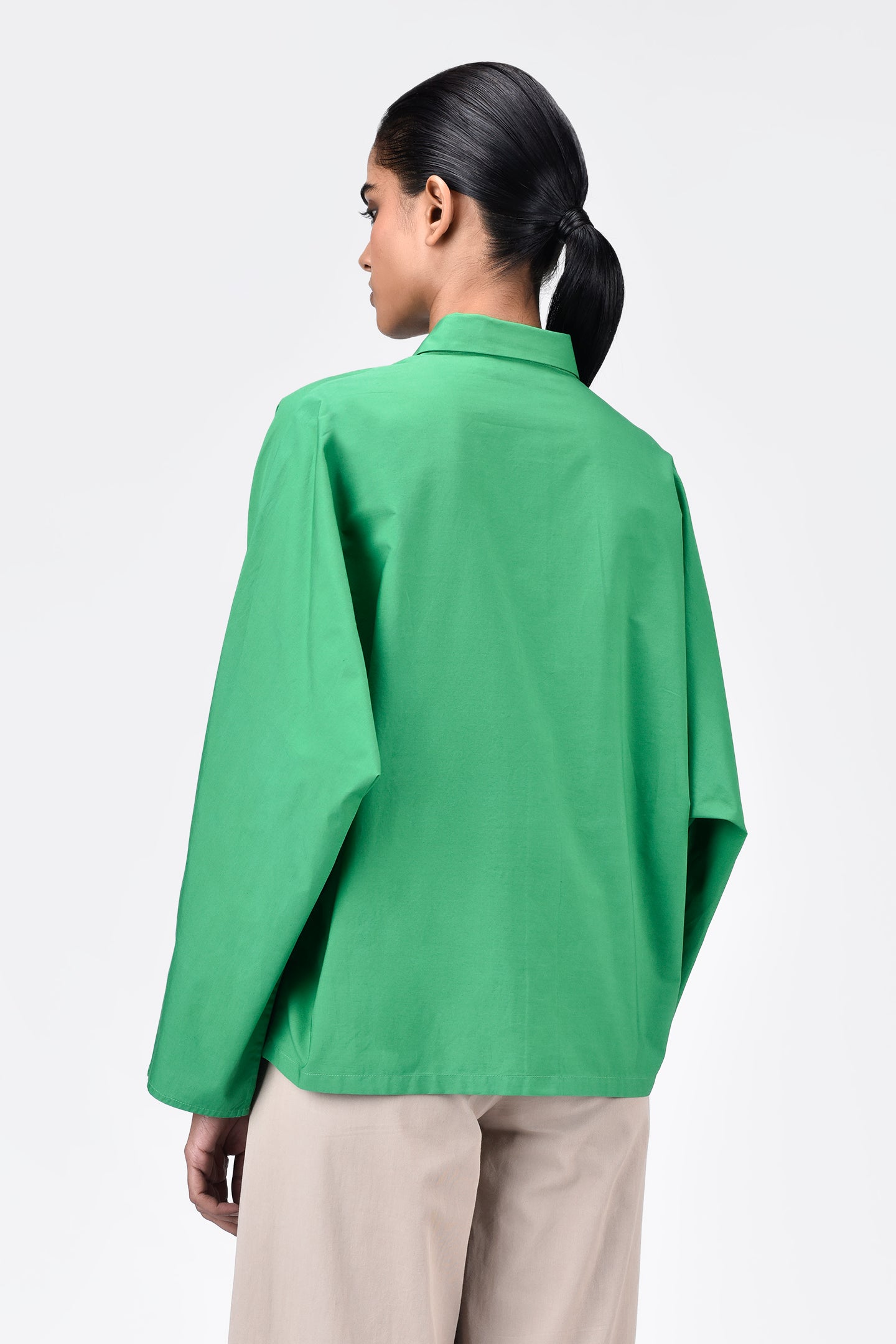 Cotton Poplin Oversized Shirt with Batwing Sleeves