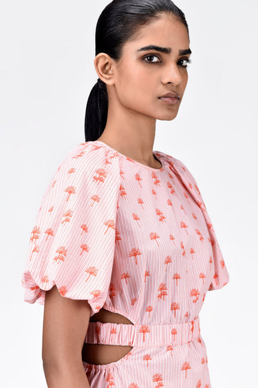 A-Line Top with Voluminous Raglan Sleeves-Coral Orange - Genes Lecoanet Hemant