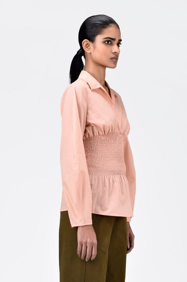 Voluminous Sleeve Slim Fit Shirt-Light Peach - Genes Lecoanet Hemant