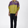Easy Fit Linen Herringbone Bomber with Canopy Print - Bright Olive