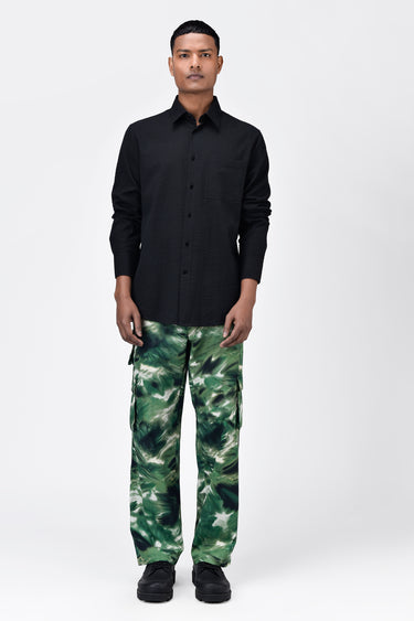 Easy Fit Cotton Pin Corduroy Cargo with Camouflage Print