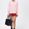 Palm Stripe Cotton Poplin Easy Fit Shirt- Coral Orange - Genes Lecoanet Hemant
