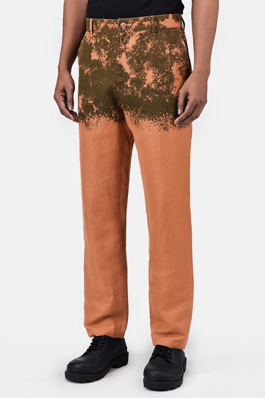 Regular Fit Linen Herringbone Trouser with Canopy Print
