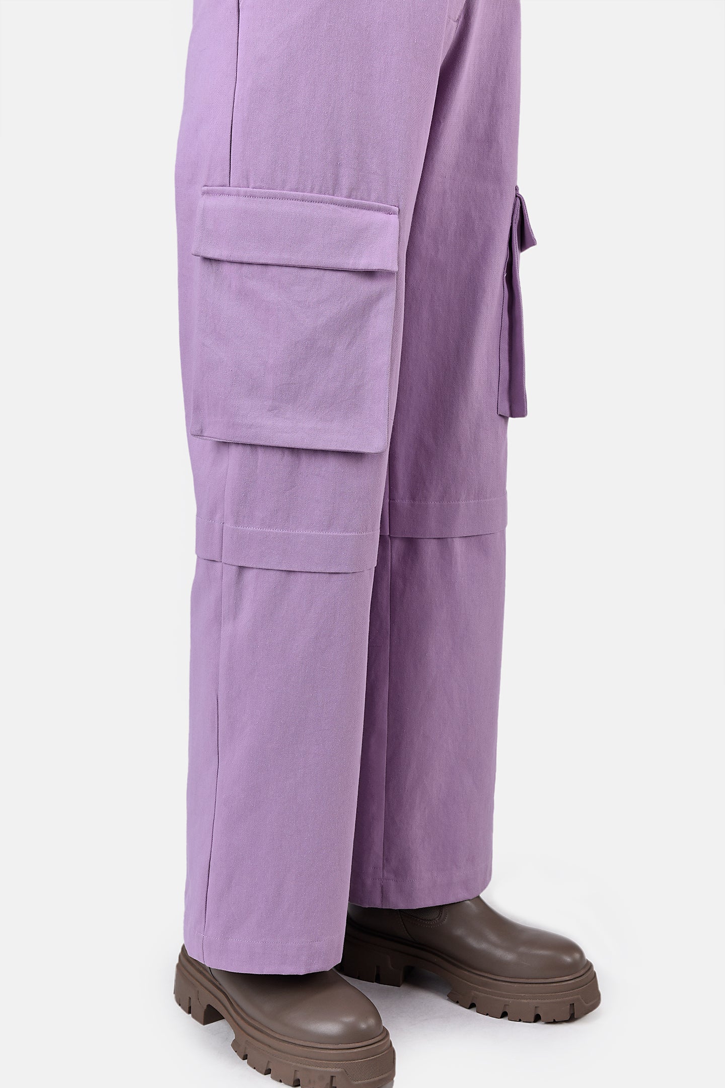Cotton Drill Cargo Trousers With Zipper Pockets