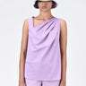Cotton Poplin A-Line Sleeveless Top with Asymmetric Neck-Lavender - Genes Lecoanet Hemant