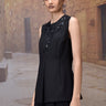 Black Poly Viscose Embroidered Sleeveless Top - Genes Online Store