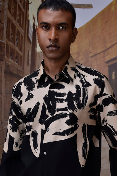 Black Abstract Brushstroke Shirt