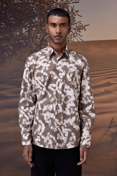 Warm Beige Brushstroke Print Shirt - Genes Online Store