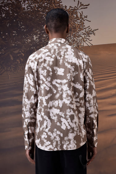 Warm Beige Brushstroke Print Shirt - Genes Online Store