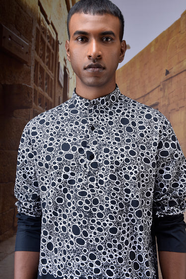 Structured Art Print Kurta