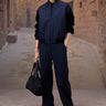 Navy Quilted Silk Viscose Bomber Jacket - Genes Online Store