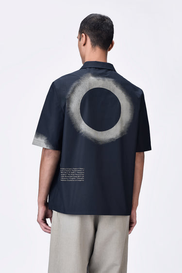 Eclipse print Cotton Cuban Collar Shirt - Genes Lecoanet Hemant