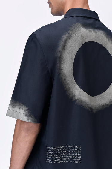 Eclipse print Cotton Cuban Collar Shirt - Genes Lecoanet Hemant