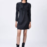 Black Satin Gather Dress