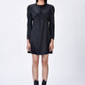 Black Satin Gather Dress