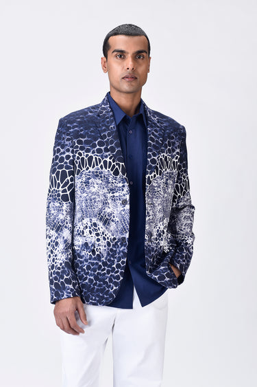 Shop Linen Herringbone Jacket with Microcell Print Online