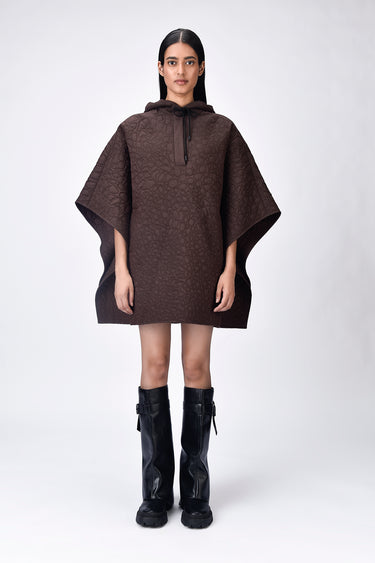 Chocolate Brown Silk Poncho Top
