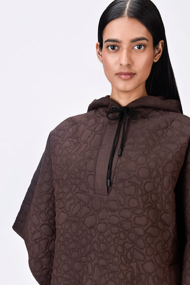 Chocolate Brown Silk Poncho Top