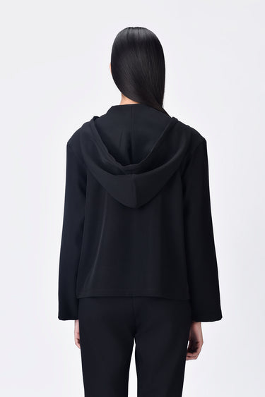 Black Banana Crepe Relaxed Fit Hoodie with Front Pockets - Genes Online Store