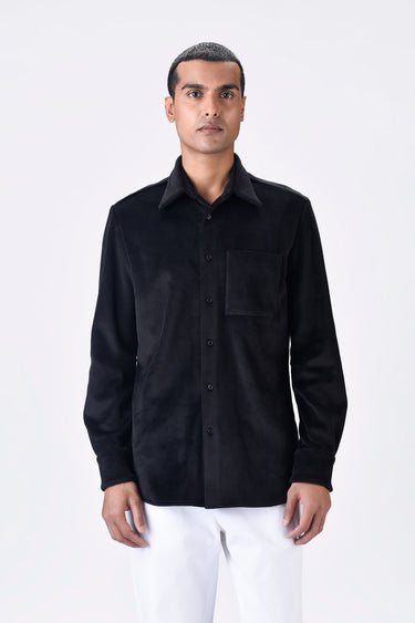 Black Poly Corduroy Shirt
